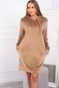 Velúrové šaty s kapucňou béžová