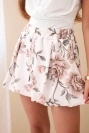 Women's viscose floral shorts with a tie at the waist powder pink