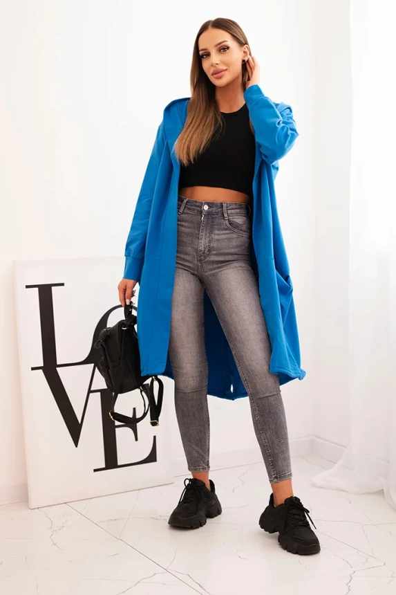 Cape with a hood oversize mauve-blue