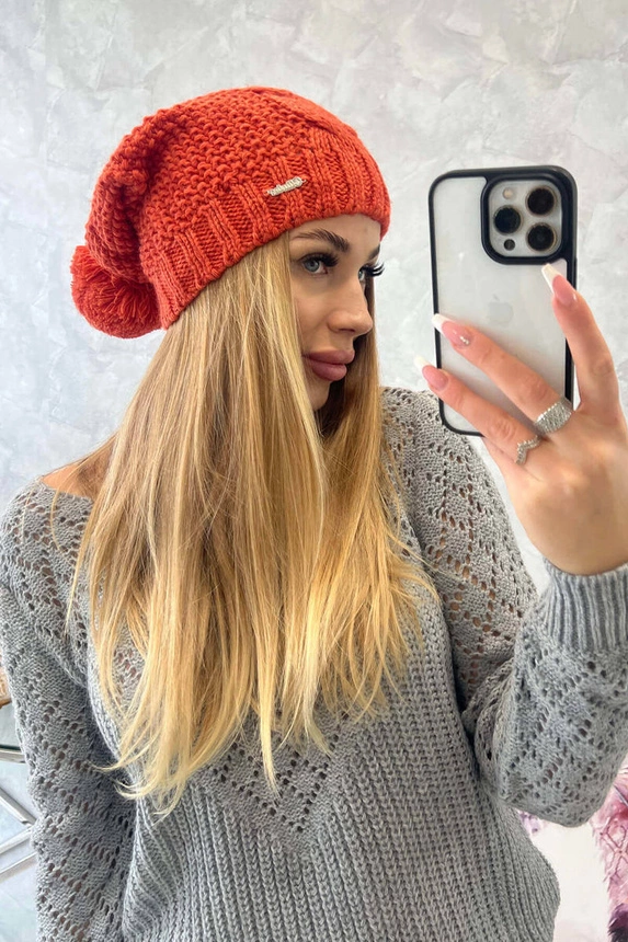 Čapica s fleece Justyna K253 ruda