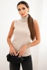 Women's sleeveless viscose blouse with a turtleneck beige