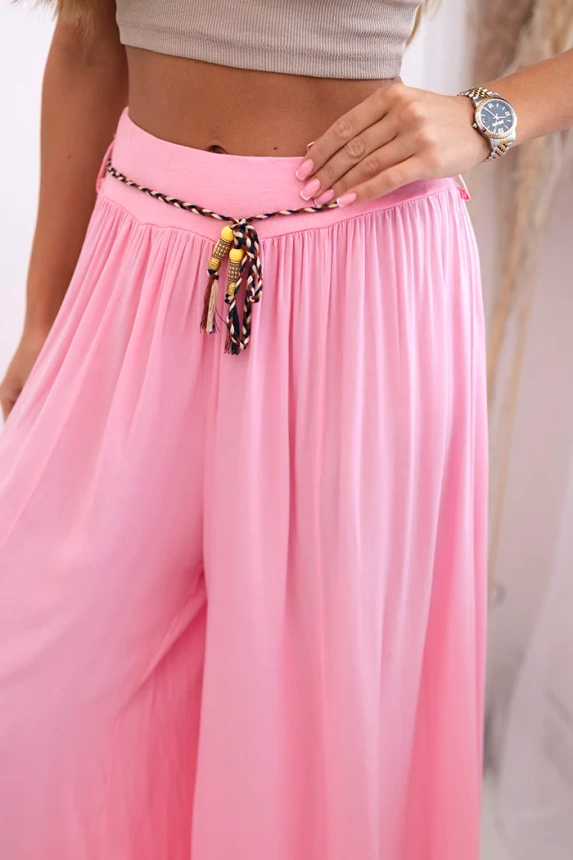 Women's wide-leg viscose trousers candy pink