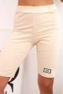 Women's cotton set with short sleeves and shorts beige
