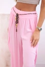 Women's viscose trousers with leg slit candy pink