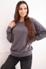 Basic women's cotton looped sweatshirt with a round neckline graphite