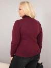 Dámsky viskózový sveter Plus Size s vysokým golierom v klasickom strihu slivkový