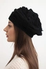 Women's winter wool hat with decorative knit and studs K397 black