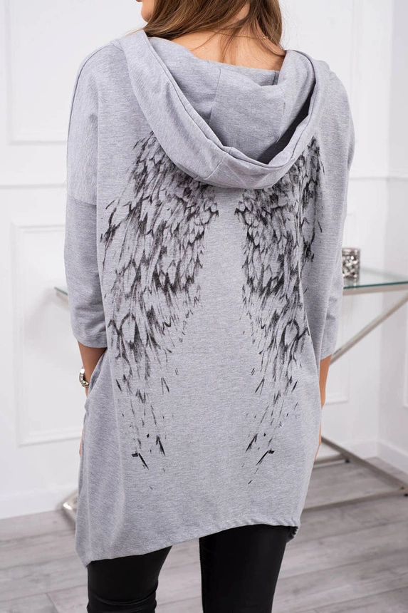 Sweatshirt mit Flügeldruck grau