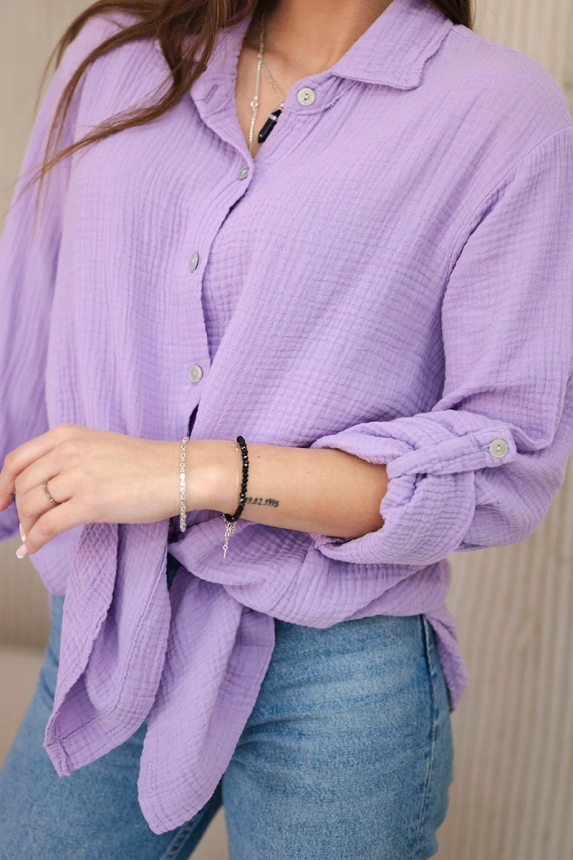 Hemd aus Baumwoll-Musselin oversize violett