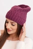 Women's winter wool hat with decorative embossing K474 dark purple