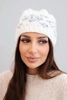 Women's winter hat with Norwegian pattern and thick knit K351 white+dark gray
