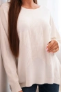 Damenpullover mit längerem Rücken und geprägtem Stern beige