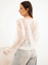 Sweter damski w 80% z moheru ażurowy zapinany na guziki ecru