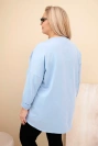 Damenbluse Plus Size aus Baumwolle mit umgeschlagenem Ärmel und Paspel in Leopardenmuster blau