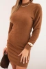 Women's sweater dress with a mock turtleneck made of soft alpaca dark camel