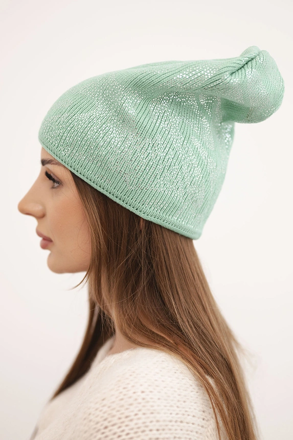 Women's winter wool hat with double rolled-up cuff K426 orange