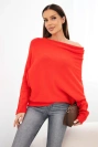 Women's asymmetrical batwing viscose sweater red