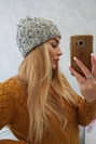 Čiapka s otočením nahor Eliza K205 šedá + fialová