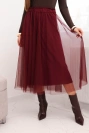 Women's midi tulle skirt with viscose lining burgundy