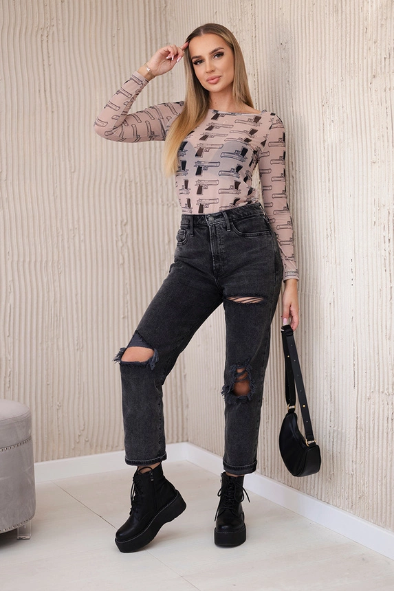 Blusen-Bodysuit in Rotgussbeige