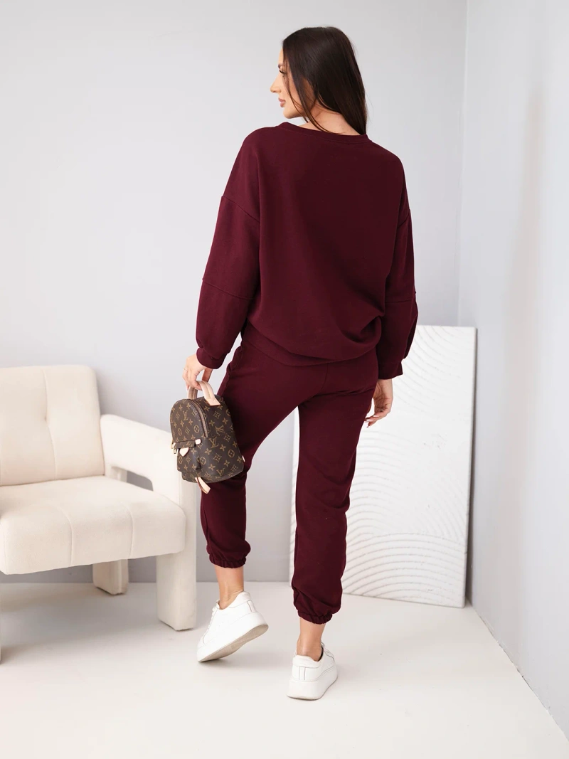 Women's cotton set with sweatshirt and jogger pants plum
