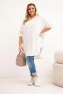 Dámska košeľa Plus Size z viskózy s dlhším zadkom béžová