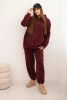 Women's warm cotton tracksuit with a hood burgundy