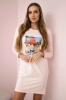 Dress with print Honey girl powdered pink