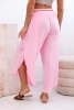 Dámske viskózové nohavice s rozparkom na nohaviciach cukríková ružová