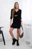 Ribbed dress with a tied neckline black