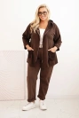 Women's Plus Size oversized cotton sweatshirt long sleeve brown
