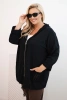 Moteriška Plus Size medvilninė oversize palaidinė su ilgomis rankovėmis juoda