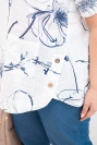 Damen-Baumwollbluse Plus-Size mit kurzem Ärmel und Tasche weiß