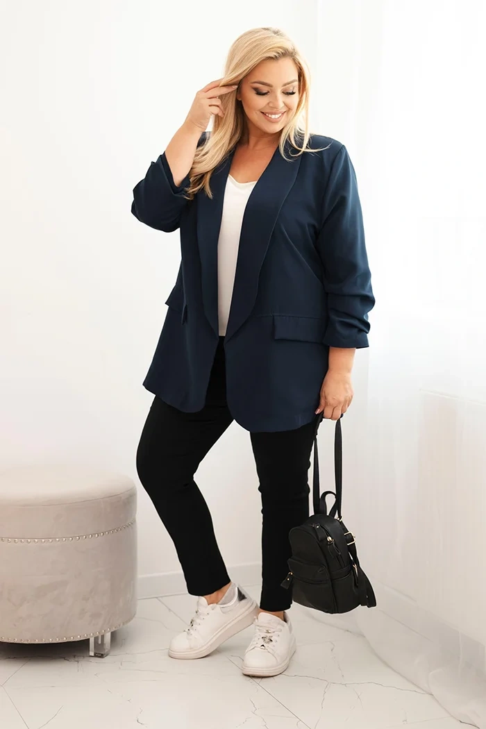 Elegant Plus Size women's blazer navy