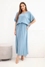 Damen-Set aus Viskose mit Bluse und Rock jeansblau
