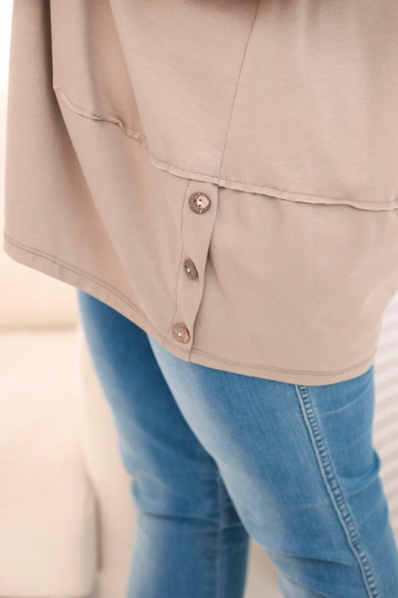 Plus Size women's blouse made of cotton with decorative buttons and rolled-up sleeves fango