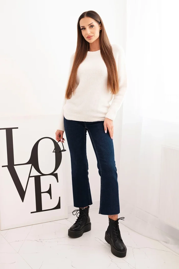 Women's sweater made of baby alpaca with long sleeves ecru