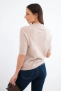 Women's sweater made of baby alpaca with short sleeves and a round neckline beige