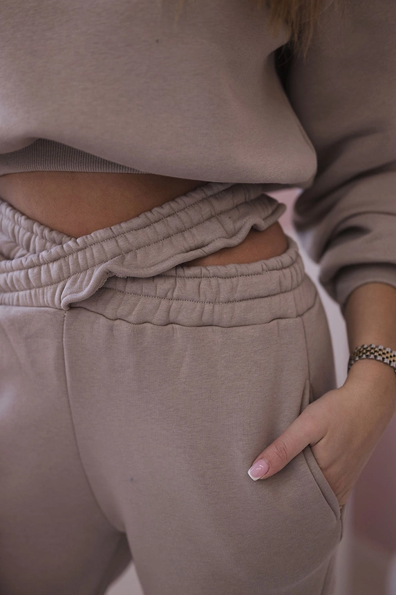 Isoliertes Set mit kurzem Sweatshirt dunkelbeige