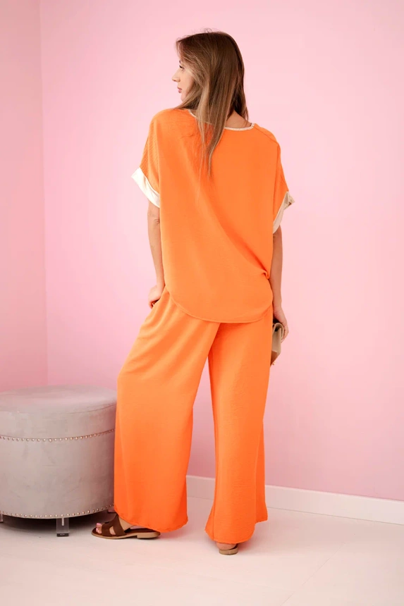 Viscose set with golden trim orange