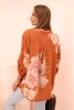 Women's cotton blouse with floral pattern and buttons, ginger