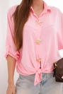 Women's shirt with viscose, decorative buttons, and a collar candy pink