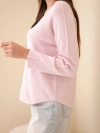 Moteriškas megztinis su viskoze V formos iškirpte tamsiai pudros rožinė
