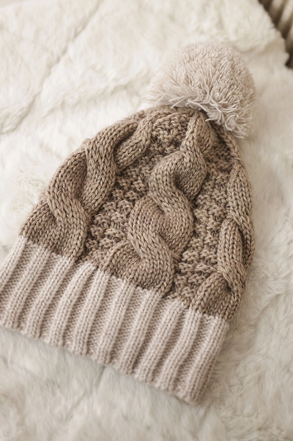 Cap with fleece Paris K212 dark beige+beige