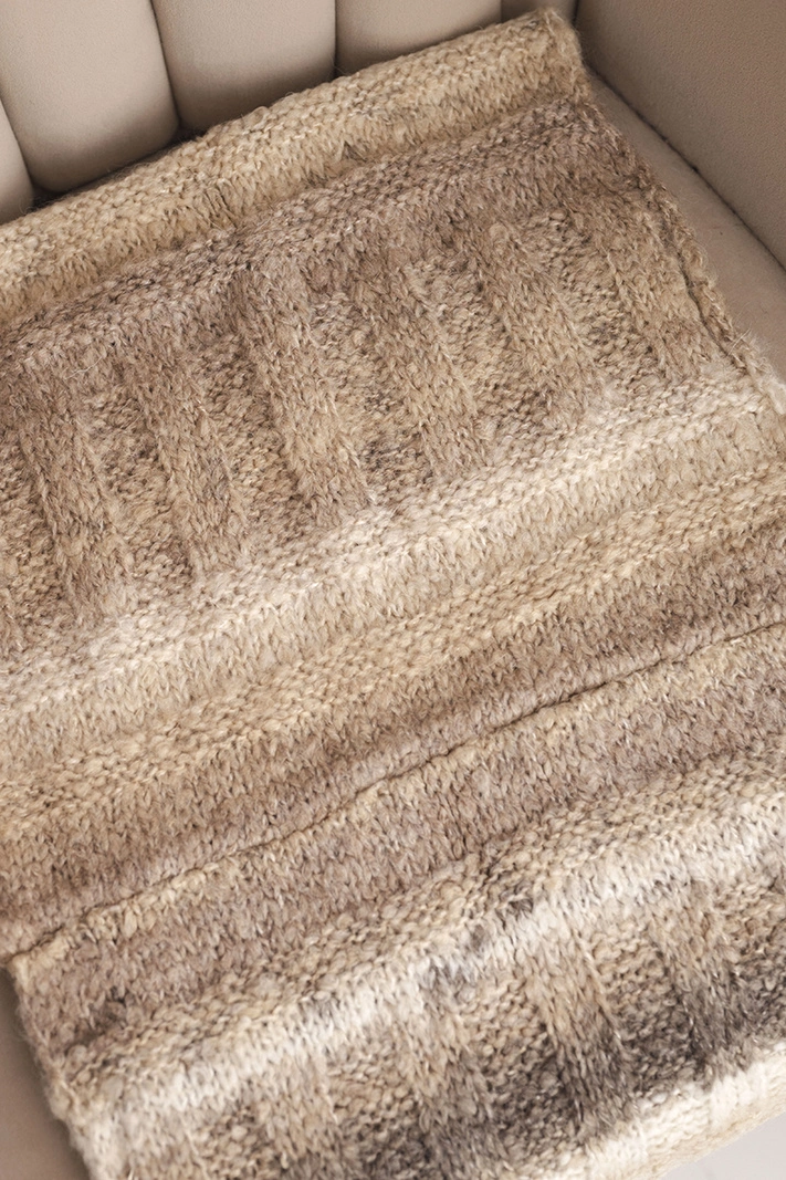 Damen Schal aus weichem Melange-Wollmaterial für den Winter KN20 beige
