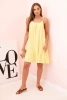 Women's muslin dress with straps and frill yellow