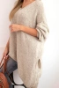Asymmetrical Plus Size women's wool sweater with a V-neck dark beige