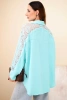 Women's viscose shirt with lace sleeves and collar mint