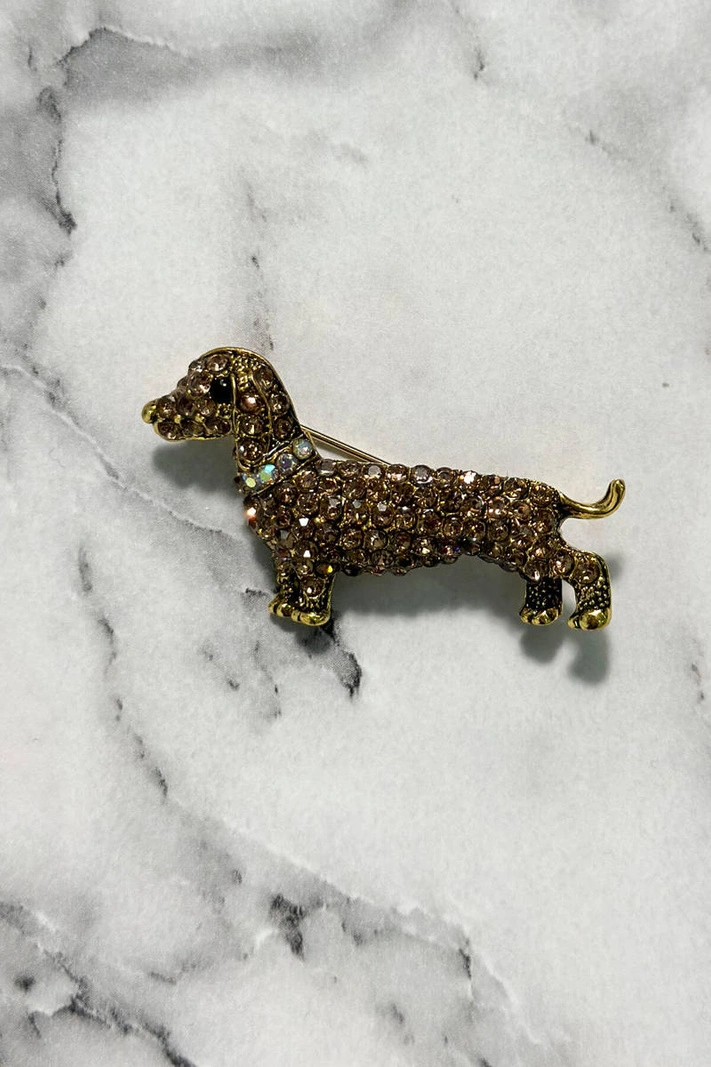 Brosche Hund A-2-21-6 Goldene Farbe