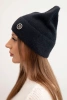 Women's soft alpaca hat with decorative plate black